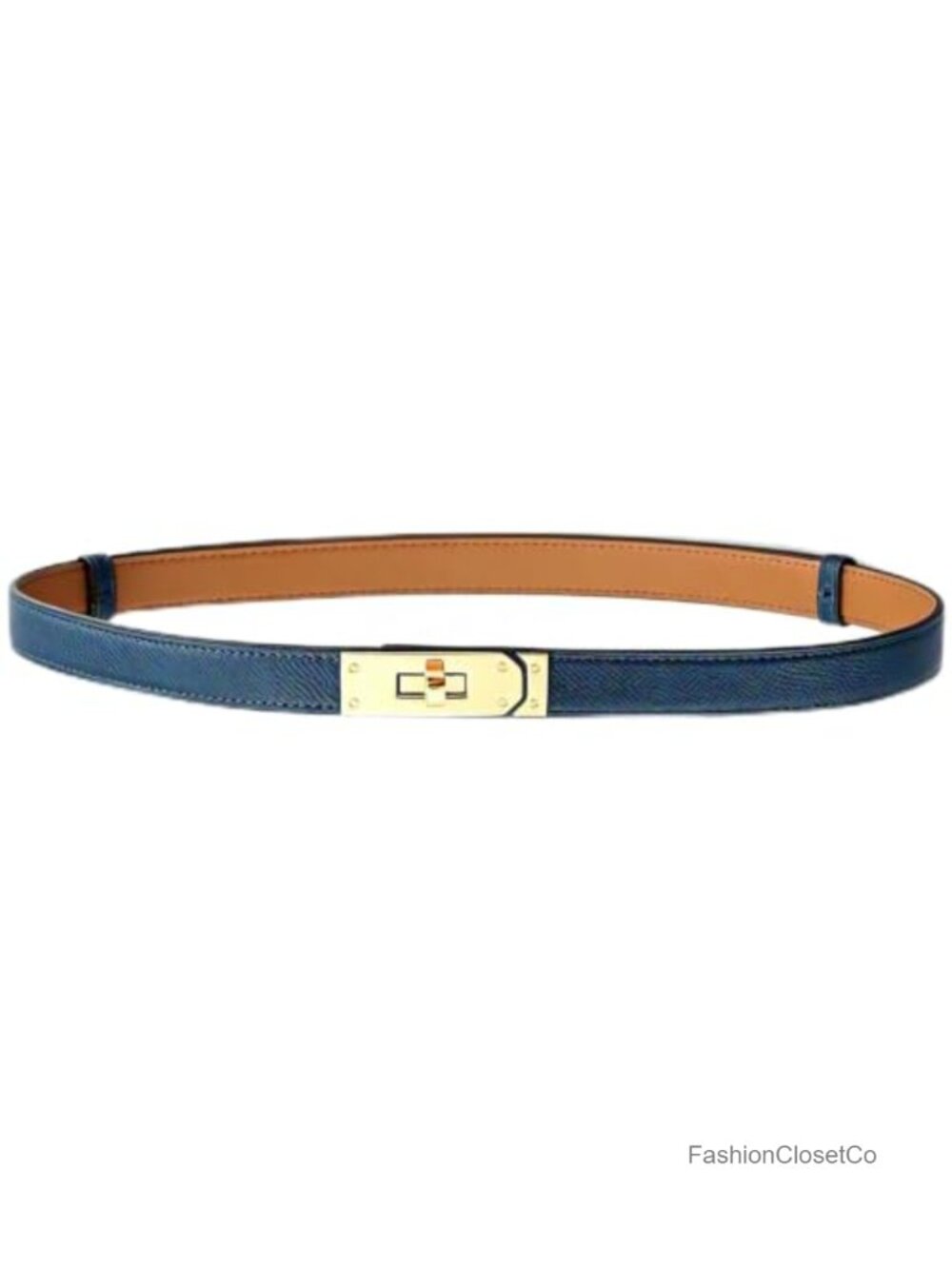Skinny Leather Belt Alloy Turn Lock Adjustable Waist for Dresses Jeans